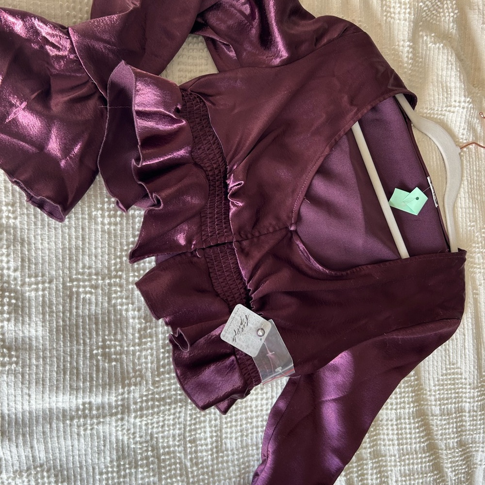 Free People Purple Satin Blouse
